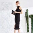 Black Choker Slit Dress (Size M)